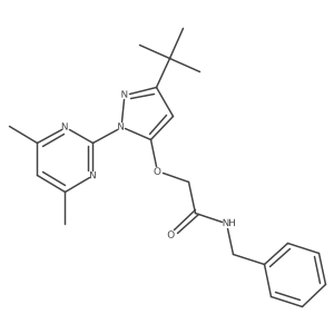 N-benzyl-2-((3-(tert-butyl)-1-(4,6-dimethylpyrimidin-2-yl)-1H-pyrazol-5-yl)oxy)acetamide Structure