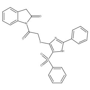 1-(2-((2-phenyl-4-(phenylsulfonyl)-1H-imidazol-5-yl)thio)acetyl)indolin-2-one结构式