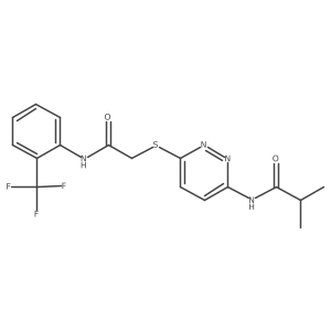 2-methyl-N-{6-[({[2-(trifluoromethyl)phenyl]carbamoyl}methyl)sulfanyl]pyridazin-3-yl}propanamide结构式