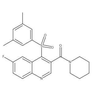 4-[(3,5-Dimethylphenyl)sulfonyl]-6-fluoro-3-(piperidin-1-ylcarbonyl)quinoline Structure