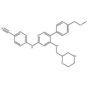 5-[[5-[4-(methoxymethyl)phenyl]-4-[[(2S)-morpholin-2-yl]methylamino]pyridin-2-yl]amino]pyrazine-2-carbonitrile Structure