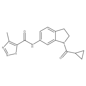 N-(1-(cyclopropanecarbonyl)indolin-6-yl)-4-methyl-1,2,3-thiadiazole-5-carboxamide Structure