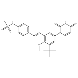 N-{4-[(1E)-2-[3-tert-butyl-5-(2,4-dioxo-3H-pyrimidin-1-yl)-2-methoxyphenyl]ethenyl]phenyl}methanesulfonamide Structure