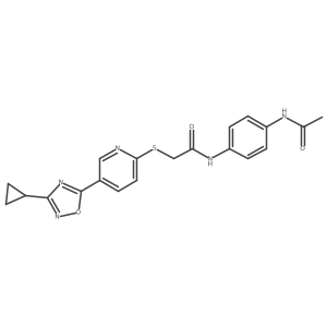 N-(4-acetamidophenyl)-2-((5-(3-cyclopropyl-1,2,4-oxadiazol-5-yl)pyridin-2-yl)thio)acetamide结构式
