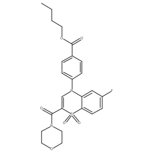 butyl 4-[6-fluoro-2-(morpholin-4-ylcarbonyl)-1,1-dioxido-4H-1,4-benzothiazin-4-yl]benzoate结构式