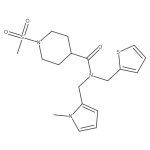 N-((1-methyl-1H-pyrrol-2-yl)methyl)-1-(methylsulfonyl)-N-(thiophen-2-ylmethyl)piperidine-4-carboxamide Structure