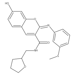(2Z)-7-hydroxy-2-{[3-(methylsulfanyl)phenyl]imino}-N-(tetrahydrofuran-2-ylmethyl)-2H-chromene-3-carboxamide Structure