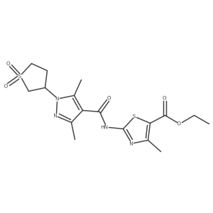 ethyl 2-({[1-(1,1-dioxidotetrahydrothiophen-3-yl)-3,5-dimethyl-1H-pyrazol-4-yl]carbonyl}amino)-4-methyl-1,3-thiazole-5-carboxylate结构式