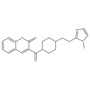3-(4-(((1-methyl-1H-imidazol-2-yl)thio)methyl)piperidine-1-carbonyl)-2H-chromen-2-one Structure