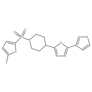 2-(1-((5-Methylthiophen-2-yl)sulfonyl)piperidin-4-yl)-5-(thiophen-3-yl)-1,3,4-oxadiazole Structure