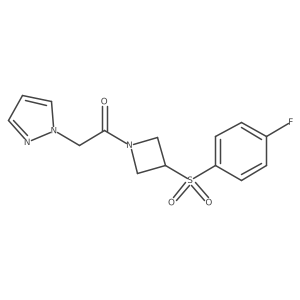 1-(3-((4-fluorophenyl)sulfonyl)azetidin-1-yl)-2-(1H-pyrazol-1-yl)ethanone结构式