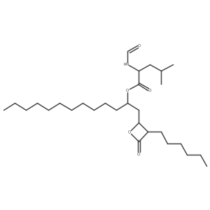 [(2S)-1-[(2R,3R)-3-hexyl-4-oxooxetan-2-yl]tridecan-2-yl] (2R)-2-formamido-4-methylpentanoate Structure