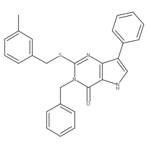 3-benzyl-2-((3-methylbenzyl)thio)-7-phenyl-3H-pyrrolo[3,2-d]pyrimidin-4(5H)-one结构式