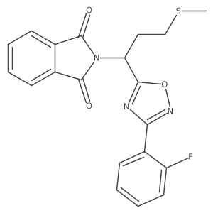2-(1-(3-(2-Fluorophenyl)-1,2,4-oxadiazol-5-yl)-3-(methylthio)propyl)isoindoline-1,3-dione结构式