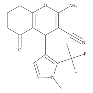 2-Amino-4-(1-methyl-5-(trifluoromethyl)-1H-pyrazol-4-yl)-5-oxo-5,6,7,8-tetrahydro-4H-chromene-3-carbonitrile Structure