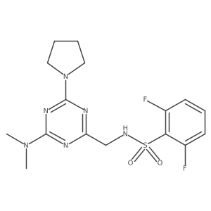 N-((4-(dimethylamino)-6-(pyrrolidin-1-yl)-1,3,5-triazin-2-yl)methyl)-2,6-difluorobenzenesulfonamide结构式