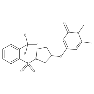 1,6-dimethyl-4-((1-((2-(trifluoromethyl)phenyl)sulfonyl)pyrrolidin-3-yl)oxy)pyridin-2(1H)-one结构式