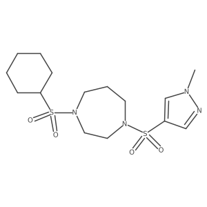 1-(cyclohexylsulfonyl)-4-((1-methyl-1H-pyrazol-4-yl)sulfonyl)-1,4-diazepane结构式