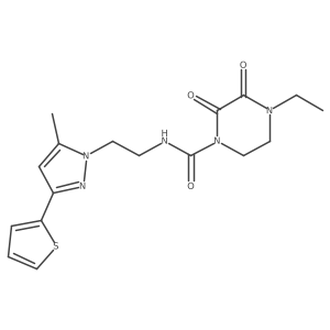 4-ethyl-N-(2-(5-methyl-3-(thiophen-2-yl)-1H-pyrazol-1-yl)ethyl)-2,3-dioxopiperazine-1-carboxamide Structure