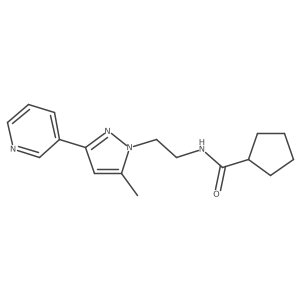 N-(2-(5-methyl-3-(pyridin-3-yl)-1H-pyrazol-1-yl)ethyl)cyclopentanecarboxamide结构式