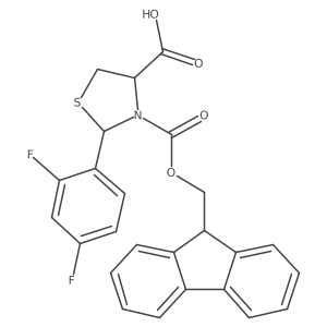 2-(2,4-difluorophenyl)-3-{[(9H-fluoren-9-yl)methoxy]carbonyl}-1,3-thiazolidine-4-carboxylic acid结构式