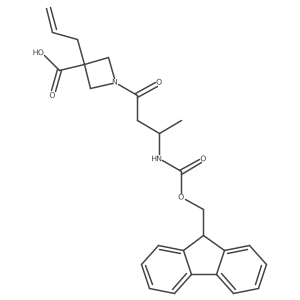 1-[(3R)-3-({[(9H-fluoren-9-yl)methoxy]carbonyl}amino)butanoyl]-3-(prop-2-en-1-yl)azetidine-3-carboxylic acid结构式