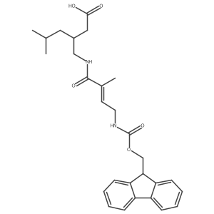 3-{[4-({[(9H-fluoren-9-yl)methoxy]carbonyl}amino)-2-methylbut-2-enamido]methyl}-5-methylhexanoic acid结构式