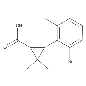 rac-(1R,3R)-3-(2-bromo-6-fluorophenyl)-2,2-dimethylcyclopropane-1-carboxylic acid Structure
