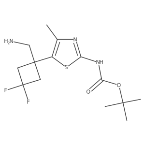 tert-butyl N-{5-[1-(aminomethyl)-3,3-difluorocyclobutyl]-4-methyl-1,3-thiazol-2-yl}carbamate结构式