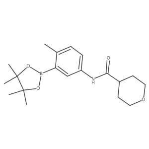 N-(4-methyl-3-(4,4,5,5-tetramethyl-1,3,2-dioxaborolan-2-yl)phenyl)tetrahydro-2H-pyran-4-carboxamide结构式