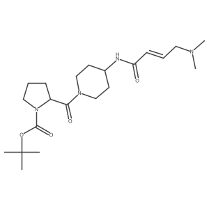 tert-butyl (2S)-2-{4-[(2E)-4-(dimethylamino)but-2-enamido]piperidine-1-carbonyl}pyrrolidine-1-carboxylate结构式