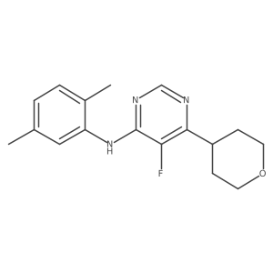 N-(2,5-dimethylphenyl)-5-fluoro-6-(oxan-4-yl)pyrimidin-4-amine Structure