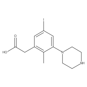 2-[5-Iodo-2-methyl-3-(piperazin-1-yl)phenyl]acetic acid Structure
