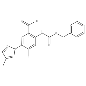 2-{[(benzyloxy)carbonyl]amino}-4-fluoro-5-(4-methyl-1H-pyrazol-1-yl)benzoic acid结构式