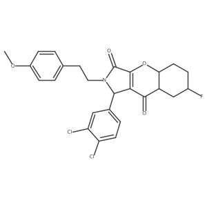 1-(3,4-dichlorophenyl)-7-fluoro-2-[2-(4-methoxyphenyl)ethyl]-4a,5,6,7,8,8a-hexahydro-1H-chromeno[2,3-c]pyrrole-3,9-dione结构式