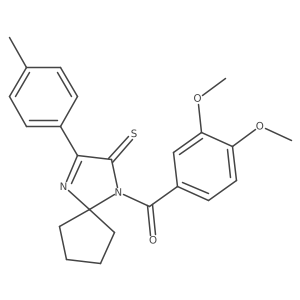 1-(3,4-Dimethoxybenzoyl)-3-(4-methylphenyl)-1,4-diazaspiro[4.4]non-3-ene-2-thione结构式