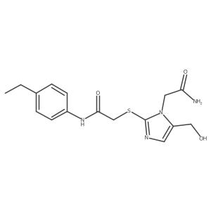 CCc1ccc(NC(=O)CSc2ncc(CO)n2CC(N)=O)cc1结构式