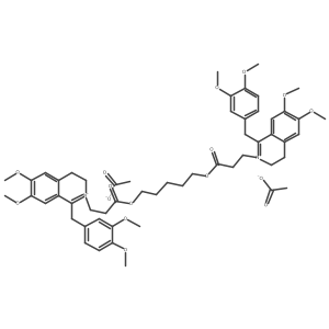 Pentamethylenedi(oxy)bis(3-oxopropyl)bis(1-(3,4-dimethoxybenzyl)-3,4-dihydro-6,7-dimethoxyisoquinolinium) diacetate结构式