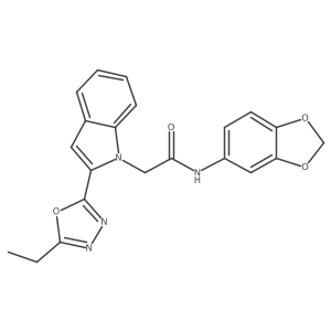 N-(benzo[d][1,3]dioxol-5-yl)-2-(2-(5-ethyl-1,3,4-oxadiazol-2-yl)-1H-indol-1-yl)acetamide结构式