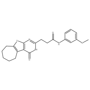 N-(3-methoxyphenyl)-3-(4-oxo-3,5,6,7,8,9-hexahydro-4H-cyclohepta[4,5]thieno[2,3-d]pyrimidin-2-yl)propanamide结构式