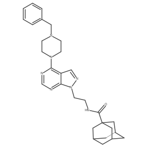 N-{2-[4-(4-benzylpiperazin-1-yl)-1H-pyrazolo[3,4-d]pyrimidin-1-yl]ethyl}adamantane-1-carboxamide结构式