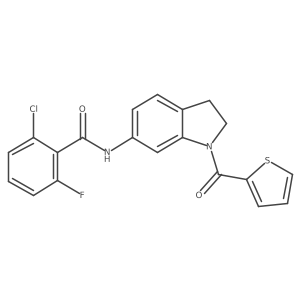 2-chloro-6-fluoro-N-(1-(thiophene-2-carbonyl)indolin-6-yl)benzamide Structure