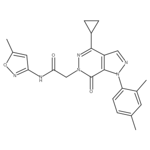 2-(4-cyclopropyl-1-(2,4-dimethylphenyl)-7-oxo-1H-pyrazolo[3,4-d]pyridazin-6(7H)-yl)-N-(5-methylisoxazol-3-yl)acetamide结构式