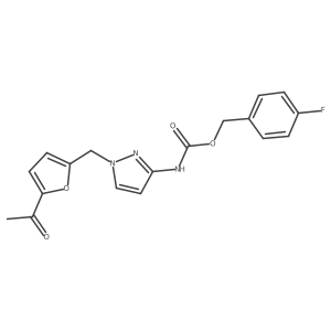 [1-(5-acetyl-furan-2-ylmethyl)-1H-pyrazol-3-yl]-carbamic acid 4-fluoro-benzyl ester Structure