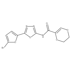 N-(5-(5-bromofuran-2-yl)-1,3,4-oxadiazol-2-yl)-5,6-dihydro-1,4-dioxine-2-carboxamide结构式
