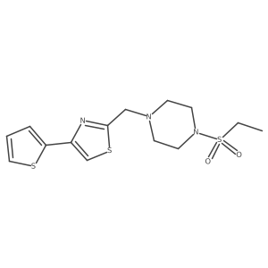 CCS(=O)(=O)N1CCN(Cc2nc(-c3cccs3)cs2)CC1结构式