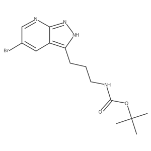 N-[3-(5-bromo-1h-pyrazolo[3,4-b]pyridin-3-yl)propyl]carbamic acid 1,1-dimethylethyl ester结构式