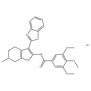 N-(3-(benzo[d]thiazol-2-yl)-6-methyl-4,5,6,7-tetrahydrothieno[2,3-c]pyridin-2-yl)-3,4,5-trimethoxybenzamide hydrochloride Structure