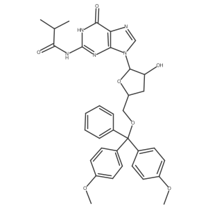 N-(9-((2R,3R,5S)-5-((Bis(4-methoxyphenyl)(phenyl)methoxy)methyl)-3-hydroxytetrahydrofuran-2-yl)-6-oxo-6,9-dihydro-3H-purin-2-yl)isobutyramide Structure