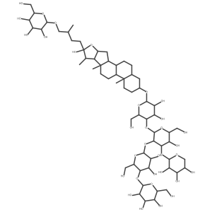 (3I(2),5I+/-,25R)-26-(I(2)-D-Glucopyranosyloxy)-22-hydroxyfurostan-3-yl O-I(2)-D-glucopyranosyl-(1a4)-O-I(2)-D-glucopyranosyl-(1a2)-O-[I(2)-D-xylopyranosyl-(1a3)]-O-I(2)-D-glucopyranosyl-(1a4)-I(2)-D-galactopyranoside Structure